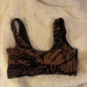 Brown & Black Printed Scoop Neck Bralette